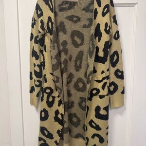 Leopard Print Open Front Cardigan Sweater